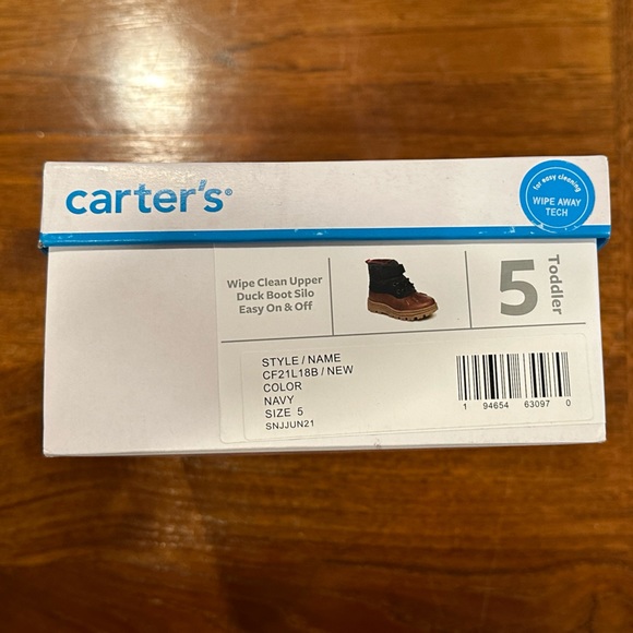 NIB Carter's New Mixed Media Lug Sole Duck Toe Boot, Navy, Walker Size 5 - Picture 6 of 9